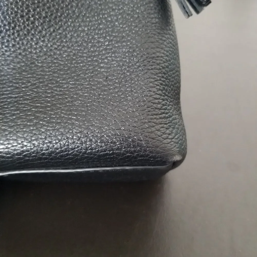 Tory Burch Black Leather Tote with Tassel